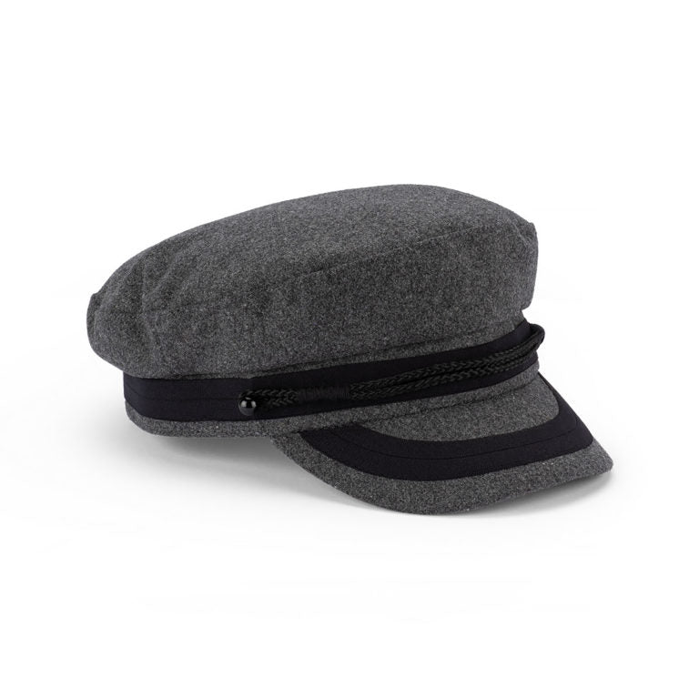 Wool Blend Greek Fisherman’s Cap with Braided Trim