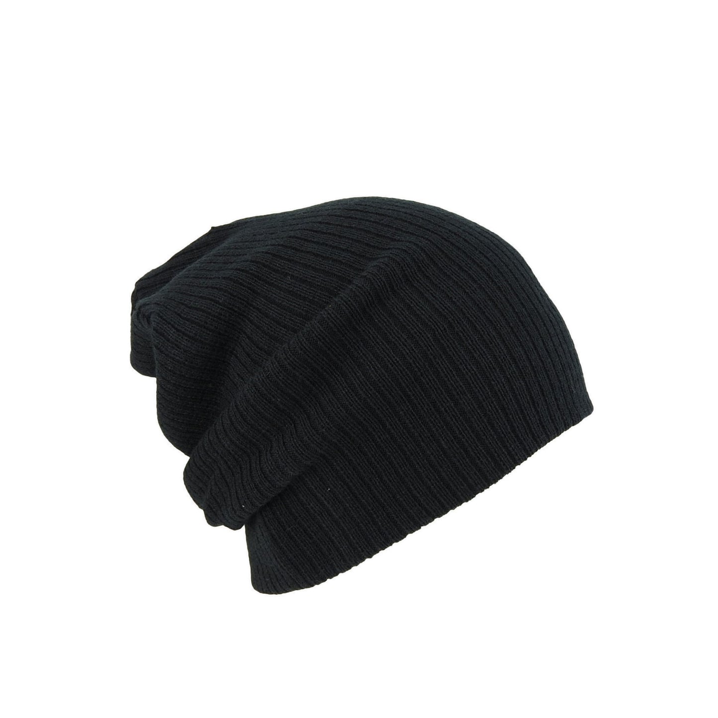 Rib Knit Slouch Beanie – Acrylic Winter Hat