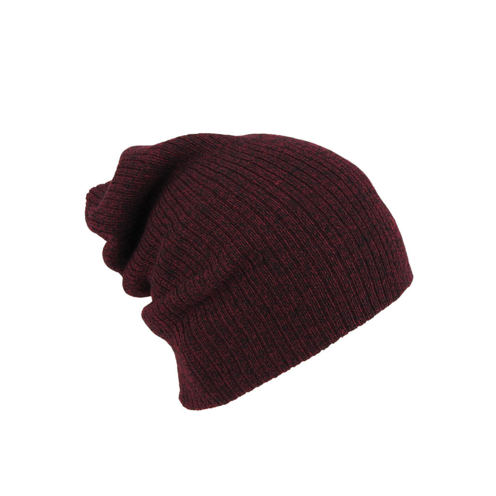 Rib Knit Slouch Beanie – Acrylic Winter Hat