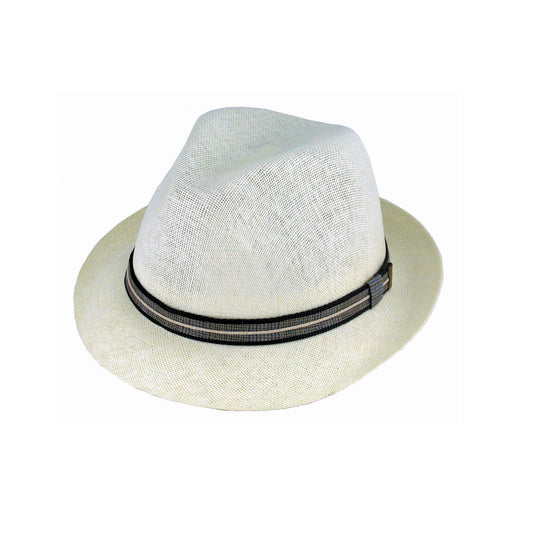 Men's Paper Trilby Hat with Earthy Tone Trim – Lightweight Summer Fedora