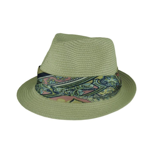 Paper Braid Trilby Hat with Satin Print Band – Combo A