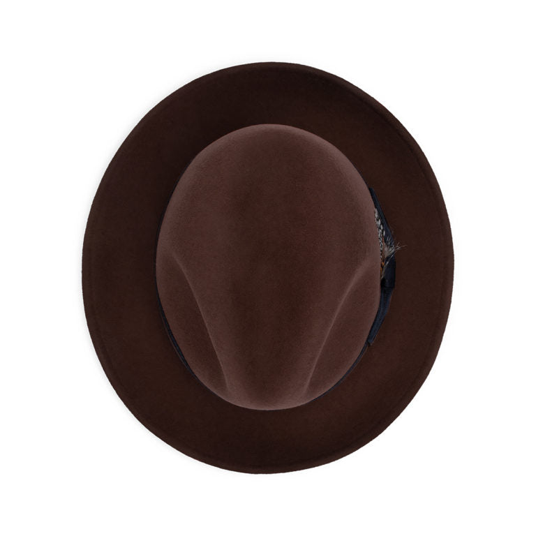 Clark Fedora Hat – Australian Wool Felt, Satin Lined with Grosgrain Band and Feather