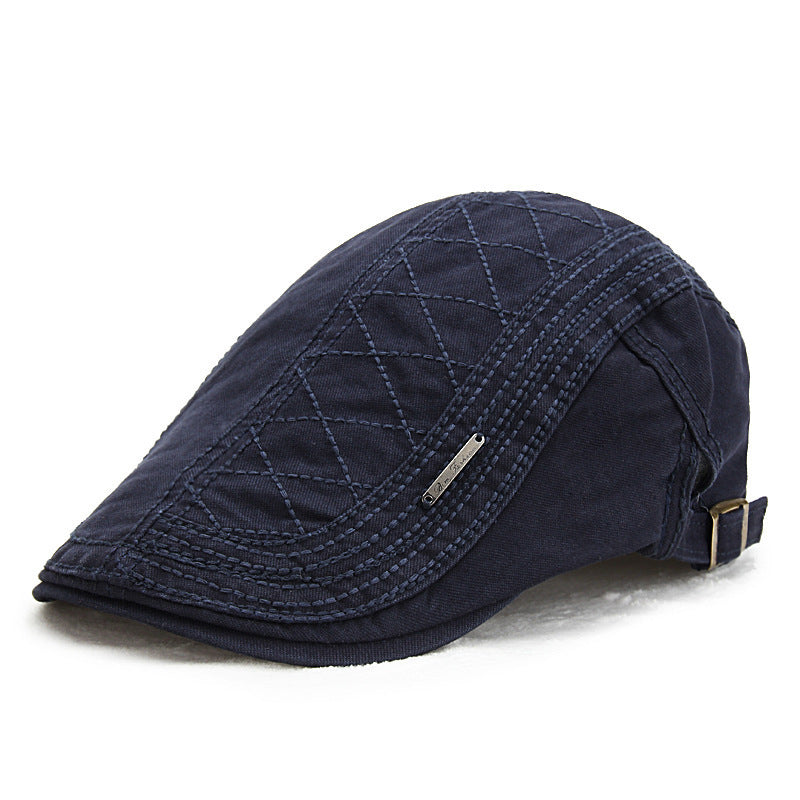 Solid color grid cap retro sun shade beret - Urban Caps