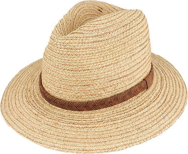 Raffia Safari Hat with Braided Leather Band and UPF 50+ Sun Protection