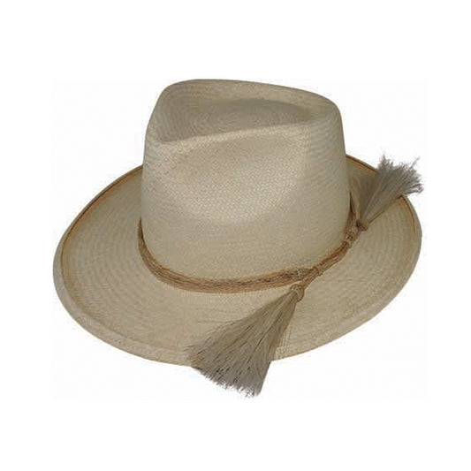 Turned Edge Teardrop Fedora Grade #3 – Toquilla Straw with Horse Hair Tassel