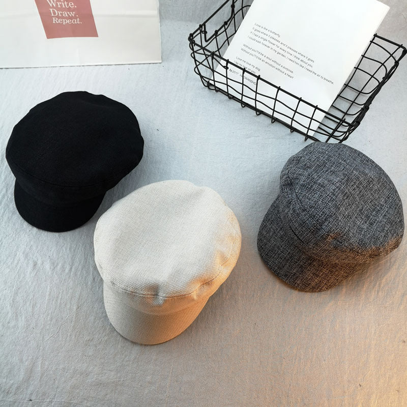 Retro Octagonal Beret – Cotton Linen Embroidered Cap | Adjustable M56–58cm - Urban Caps