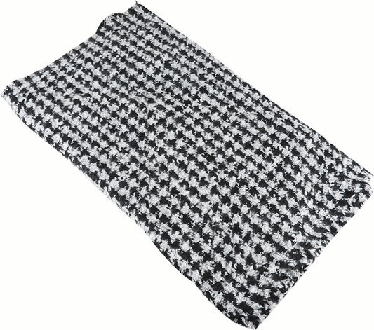 Wide Brushed Acrylic Houndstooth Scarf with Fringe