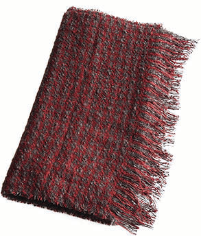 Wide Brushed Acrylic Houndstooth Scarf with Fringe