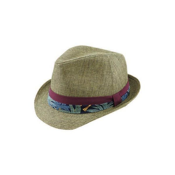 Avenel Trilby Hat – Lightweight Woven Polyester with Bird Print Cotton Band