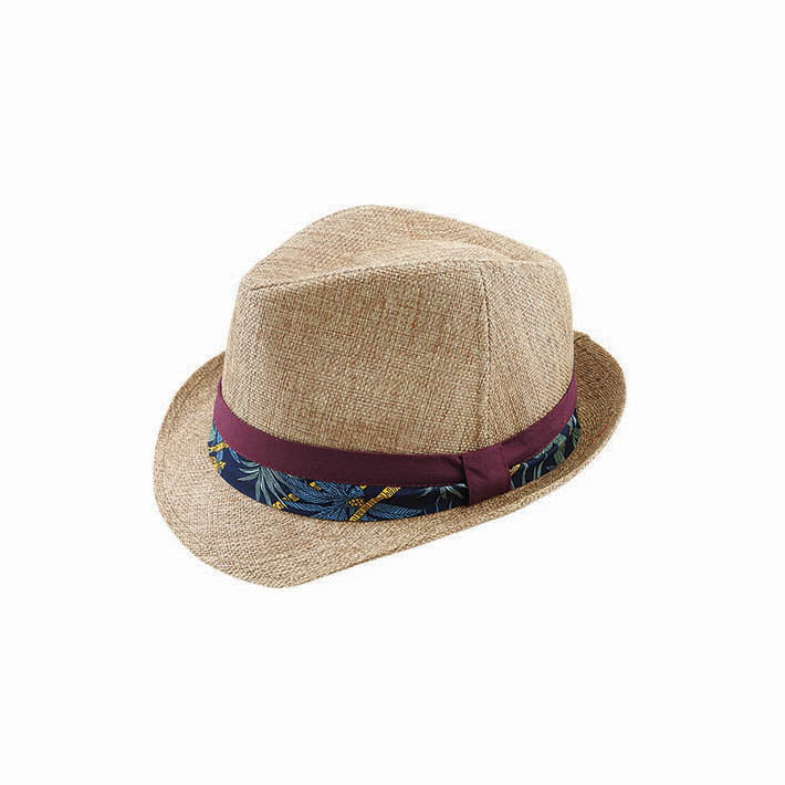 Avenel Trilby Hat – Lightweight Woven Polyester with Bird Print Cotton Band