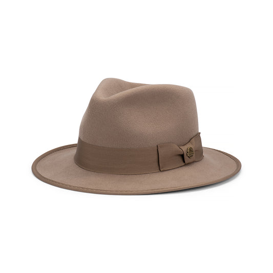 Banjo Crushable Wool Felt Fedora Hat with Grosgrain Band and Snowy River Pin