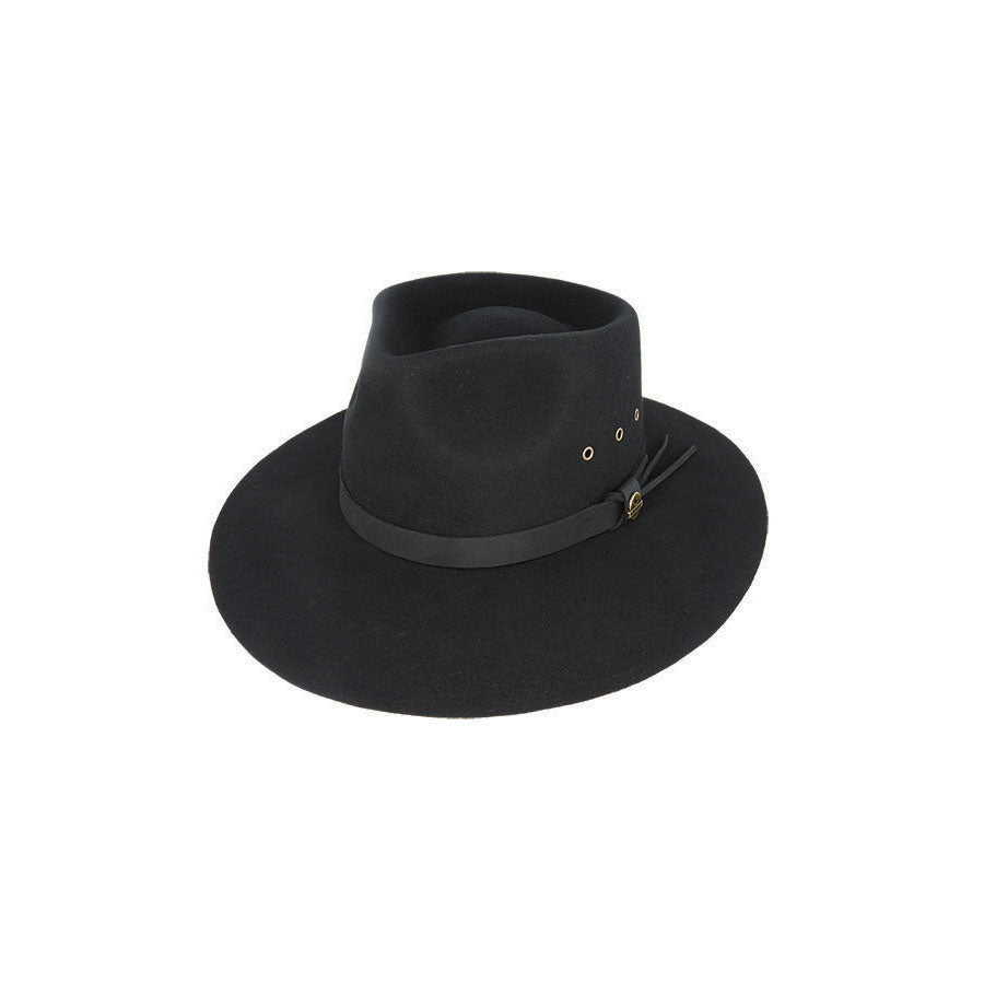 Clancy Water Repellent Wool Felt Aussie Hat with Leather Band and Tails