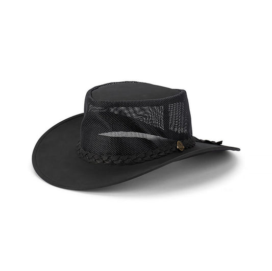 Jacko – MFSR Slicker Leather Lowlander Hat with Mesh Crown and Braided Band