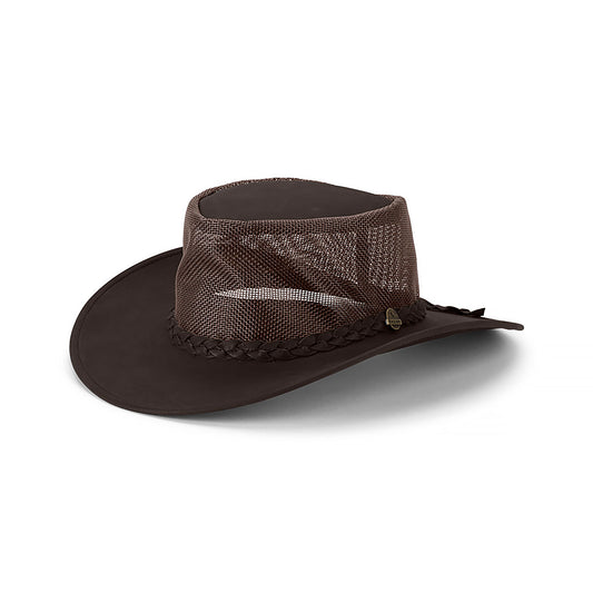 Jacko – MFSR Slicker Leather Lowlander Hat with Mesh Crown and Braided Band