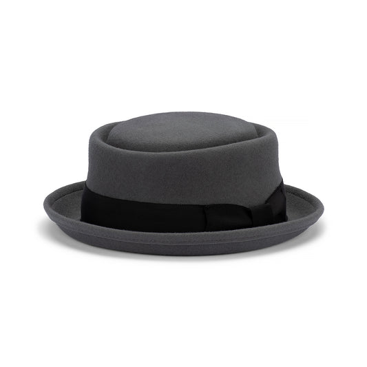 Leroy – Australian Wool Felt Pork Pie Hat with Circle Crease Crown and Petersham Band
