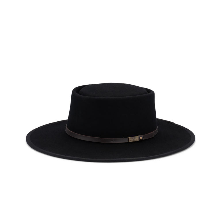 Jagger – Wool Felt Gambler Hat with 8.5cm Bound Flat Brim and Leather Band