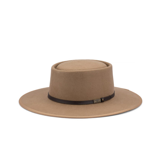 Jagger – Wool Felt Gambler Hat with 8.5cm Bound Flat Brim and Leather Band