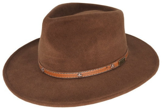 Bruno Fur Felt Western Hat with Teardrop Crown and Leather Band