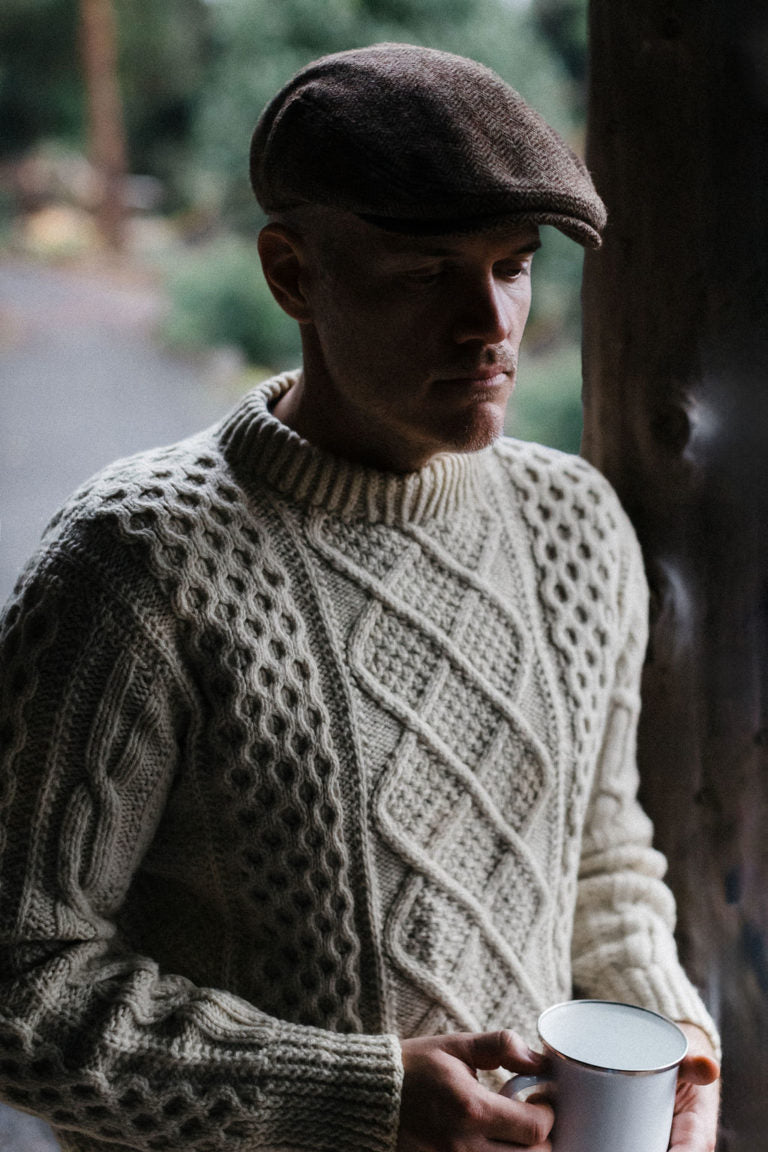 Six Panel Wool Blend Ivy Cap with Nailhead Pattern and Check Lining