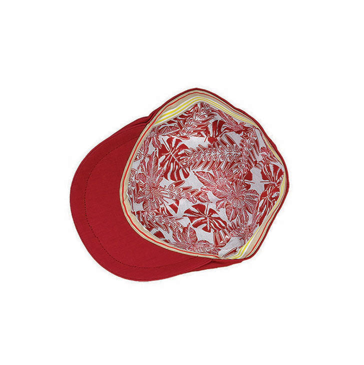 Aspen Linen Cotton Blend Flat Cap with Printed Cotton Lining