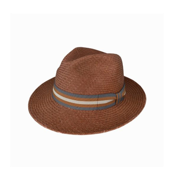 Jackman Teddy King Cuenca Panama Hat – Handwoven Toquilla Straw, 6cm Brim, Stripe Band