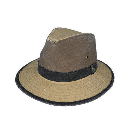 Denver Washed Cotton Tri-Tone Fedora Hat with UPF50+ Sun Protection