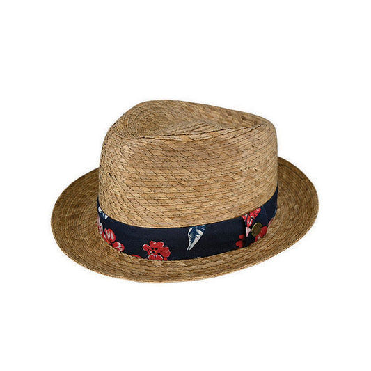 Bromley Palm Braid Trilby Hat with Gutter Brim and Cotton Band