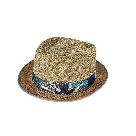 Rigby Hemp and Viscose Braid Trilby Hat with Cork Brim and Cotton Band
