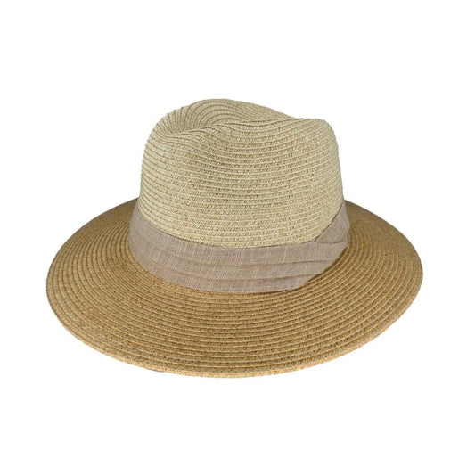 Essex Two-Tone Braided Safari Hat with Linen Pleat Band – UPF 50+ Protection