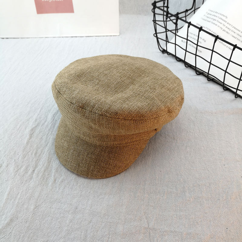 Retro Octagonal Beret – Cotton Linen Embroidered Cap | Adjustable M56–58cm - Urban Caps