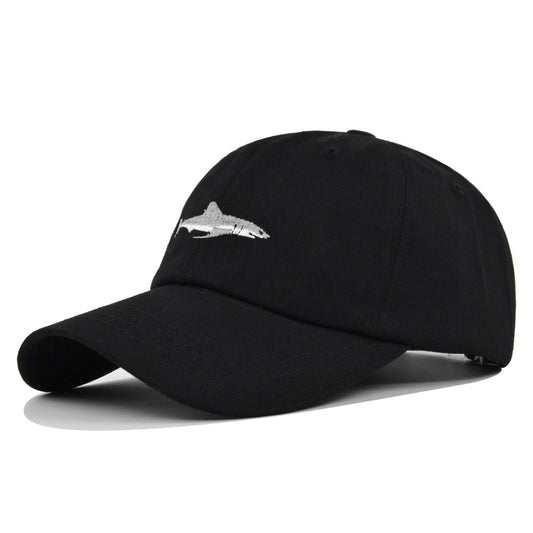 Small Fish Three-Dimensional Embroidery Washed and Distressed Peaked Hat