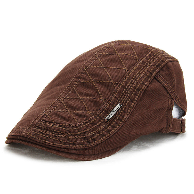 Solid color grid cap retro sun shade beret - Urban Caps