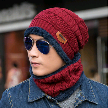 Knitted Winter Hat with Crossed Scarf Neck Warmer - Urban Caps