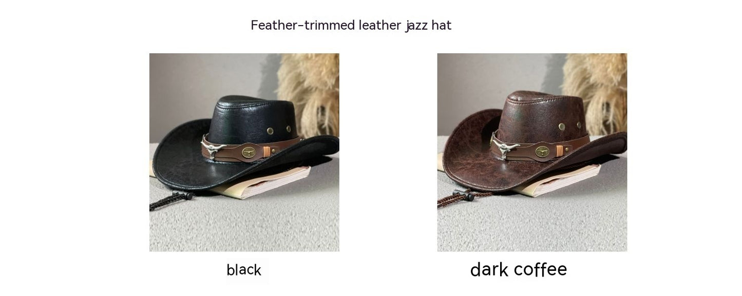 Bull Head Belt Rivet Jazz Sun Hat - Urban Caps