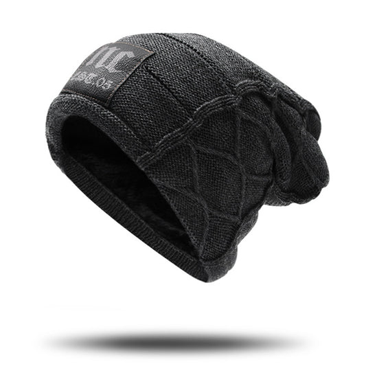 Winter Double Layer Fleece Thickened Men's Wool Knitted Hat - Urban Caps
