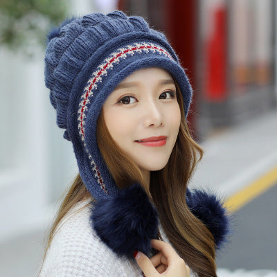 Cozy Fleece-Lined Knit Beanie with Ear Flaps & Pompom – Winter Hat for Women (Warm, Stylish, Multiple Colors)