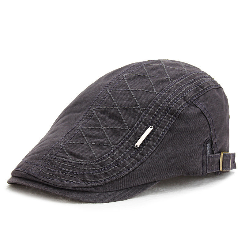 Solid color grid cap retro sun shade beret - Urban Caps