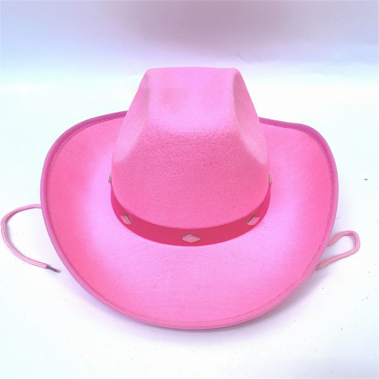 Western Five Nail Cowboy Hat One-time Forming Big Edge Children's Polyester Felt Hat - Urban Caps