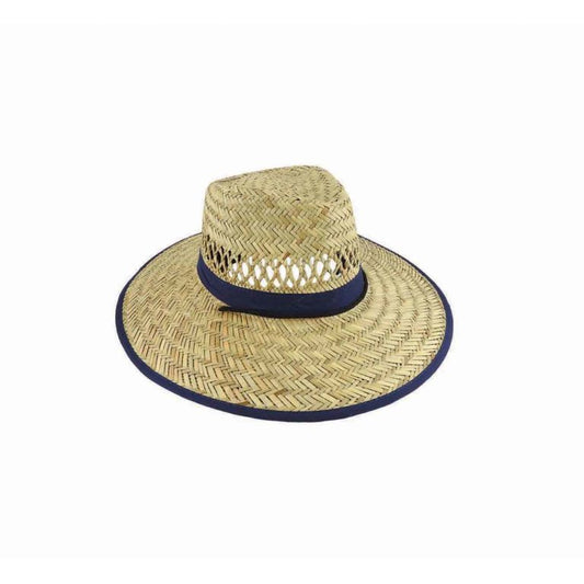 Bailey Cotton Trim Harvester Hat with Chin Tie and Toggle – Natural Straw Sun Hat