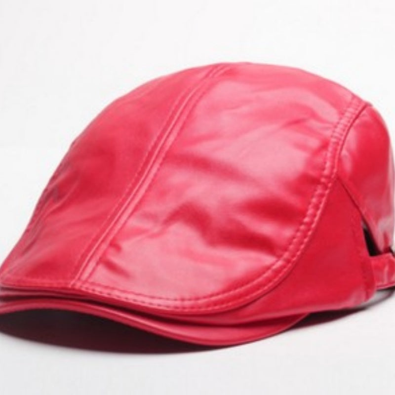 New Duck Tongue Hat Korean Tide Of Men And Women PU Beret Hat Factory Direct - Urban Caps