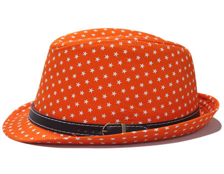 Star Print Hip Hop Belt Buckle Fedora Hat - Urban Caps