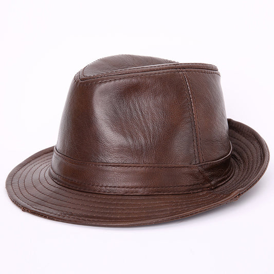 Men's And Women's Cowhide Hats With Big Eaves On The Street - Urban Caps