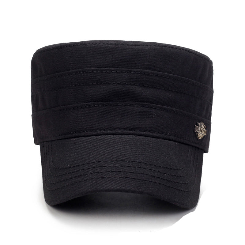 Military-Style Flat Top Hat – Cotton Sun Cap | Adjustable Fit - Urban Caps