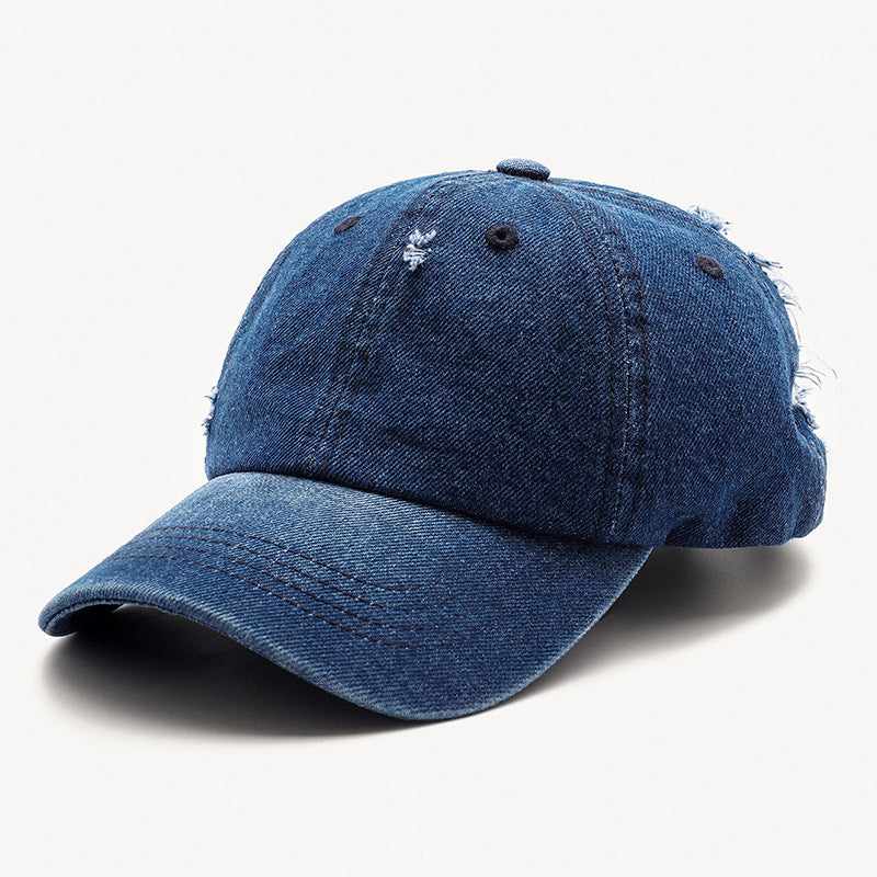 Hole Denim Korean Men and Women General Baseball Caps