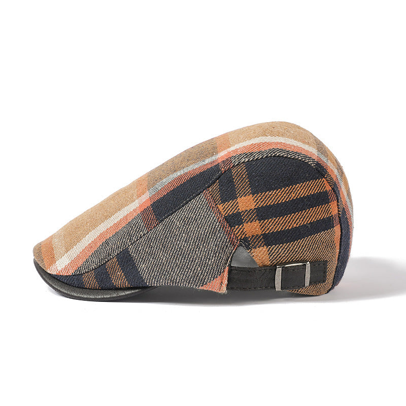 Retro Cotton Plaid Cap – Adjustable Spring/Autumn Style - Urban Caps
