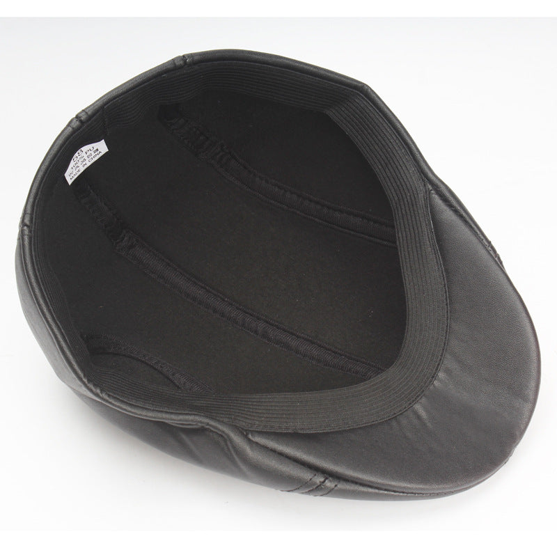 Vintage Pu Leather Solid Beret Cap - Urban Caps