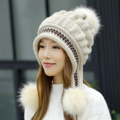 Cozy Fleece-Lined Knit Beanie with Ear Flaps & Pompom – Winter Hat for Women (Warm, Stylish, Multiple Colors)