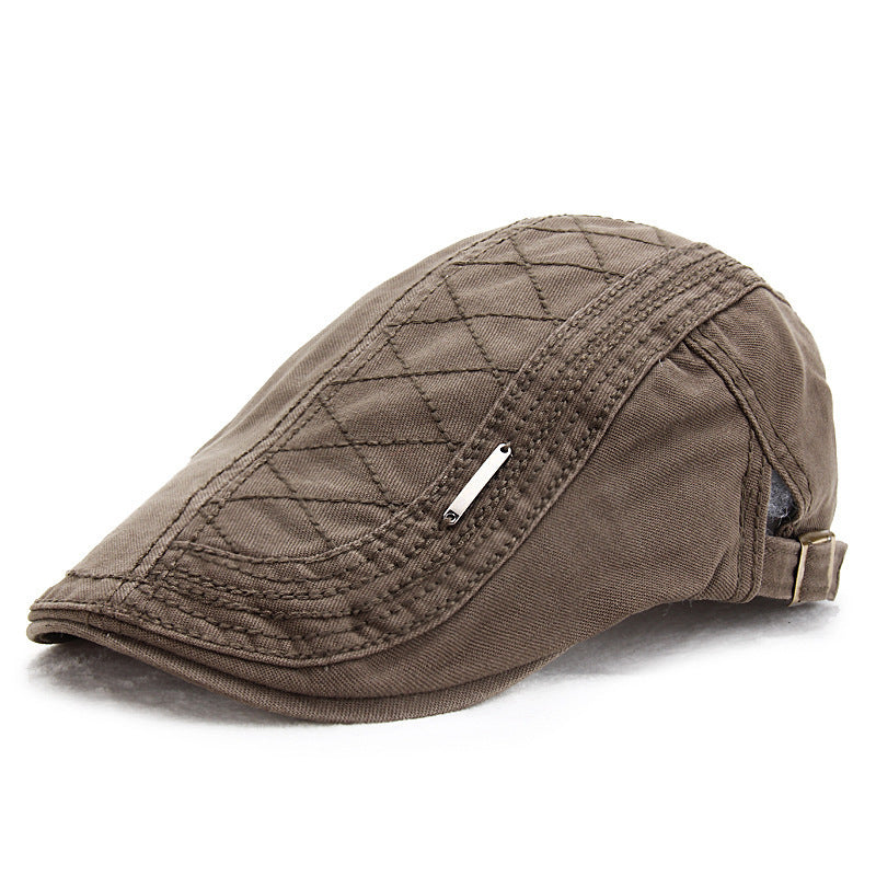 Solid color grid cap retro sun shade beret - Urban Caps