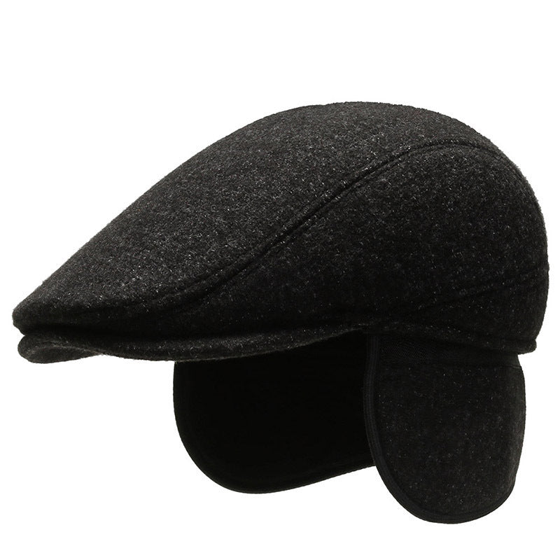 Outdoor Cycling Warm Short Brim Beret Middle-aged And Elderly Men Ear Protection Advance Hats - Urban Caps