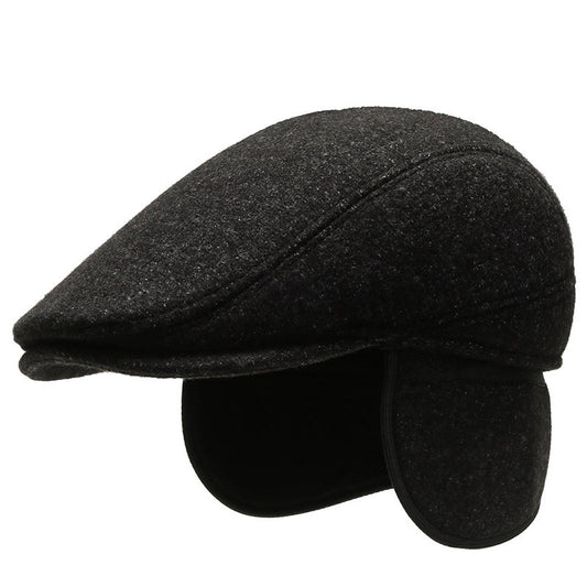 Outdoor Cycling Warm Short Brim Beret Middle-aged And Elderly Men Ear Protection Advance Hats - Urban Caps